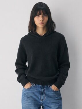 Lazypants Black Knit Hoodie Size M NWOT | Minimalist Soft Lounge Pullover